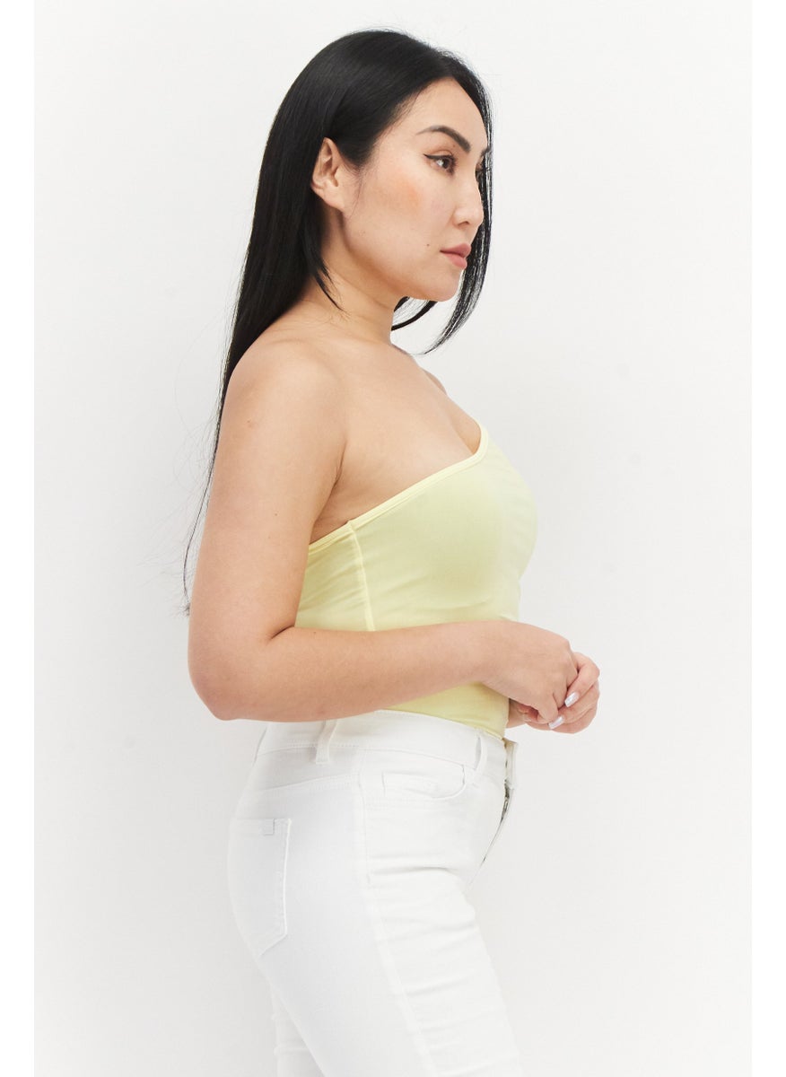 boohoo - Women Plain One Sleeve Bodysuit, Yellow - Image 1