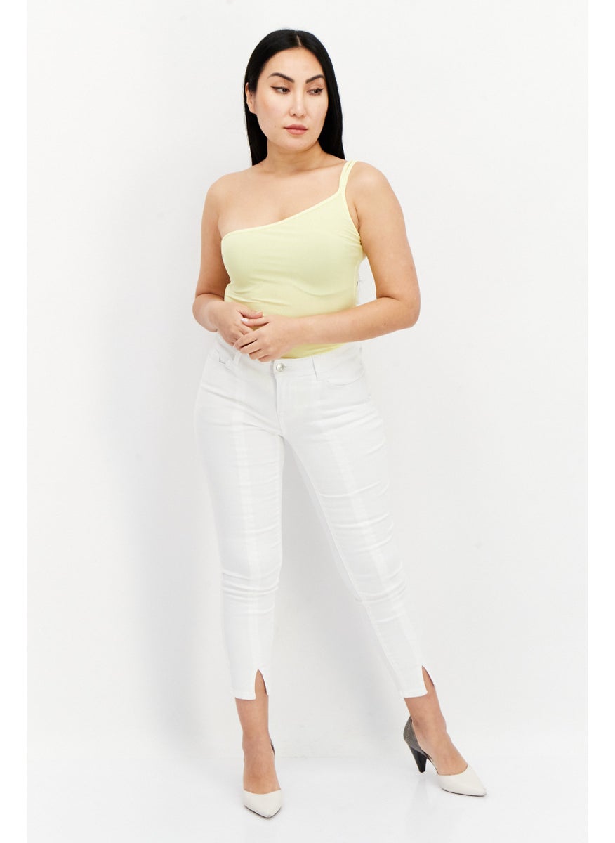 boohoo - Women Plain One Sleeve Bodysuit, Yellow - Image 1