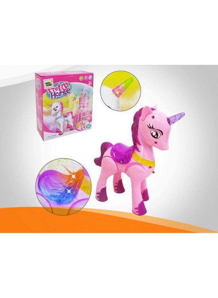 Plastic Unicorn Toy 🦄 Lil' Pony Horse with Music and Lights for Girls