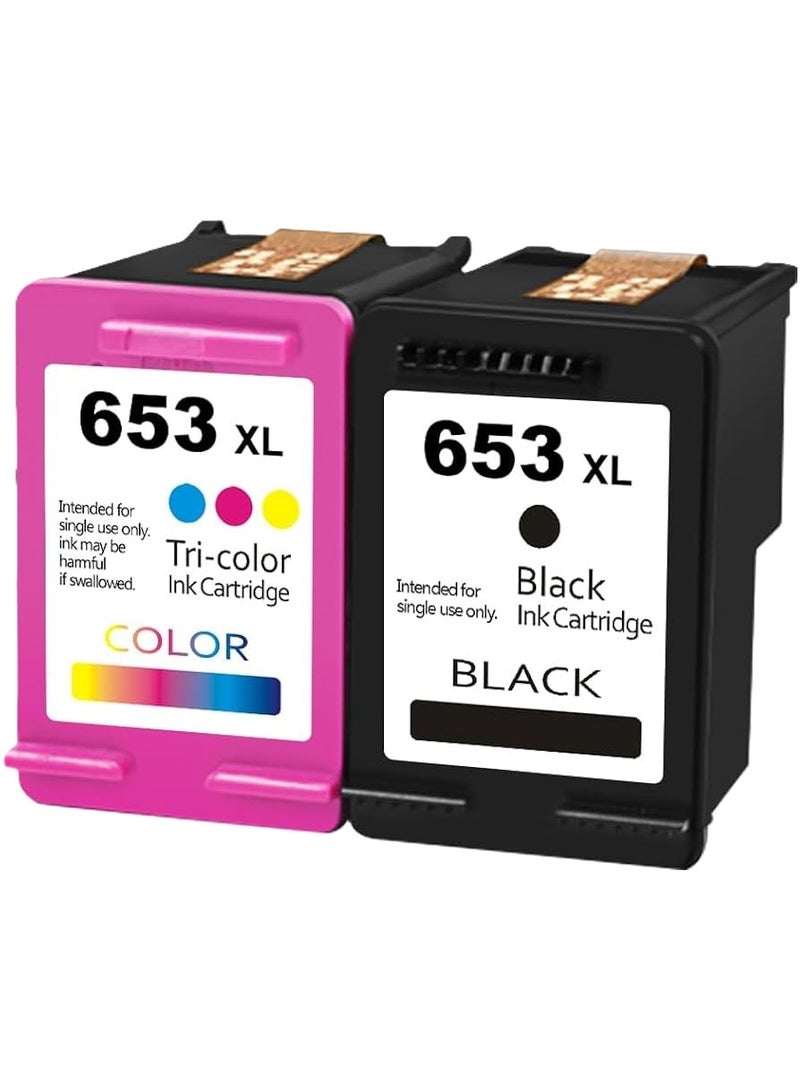 خراطيش حبر متوافقة HP 653XL (أسود + ثلاثي الألوان، عبوة من قطعتين) متوافقة مع طابعات HP DeskJet Ink Advantage 6075 و6475 و6078 و6478 و6020 و6030 و6070 و6400 - Image 1