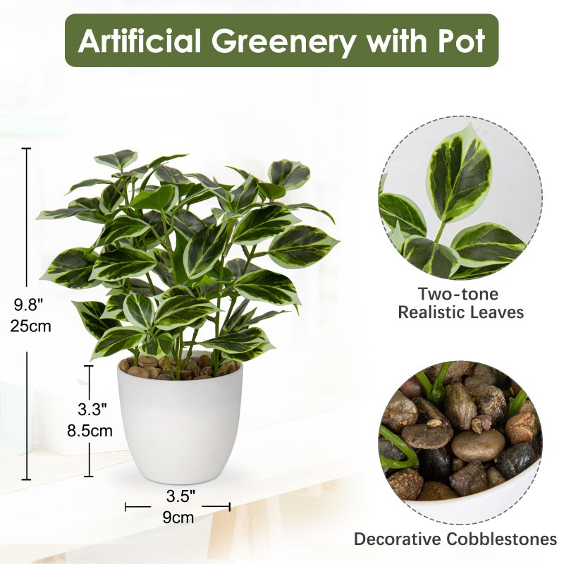 Briful Fake Plants Artificial Greenery Potted Faux Lifelike Plant for Farmhouse Home Garden Party Decoration - Image 2