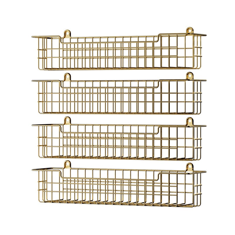 GUUKAR Spice Rack, 4-Pack Seasoning Organizer Wall Mount for Kitchen Storage Organization, Spice Holder Shelf Saving Space for Cabinet, RV, Pantry, Gold - Image 1