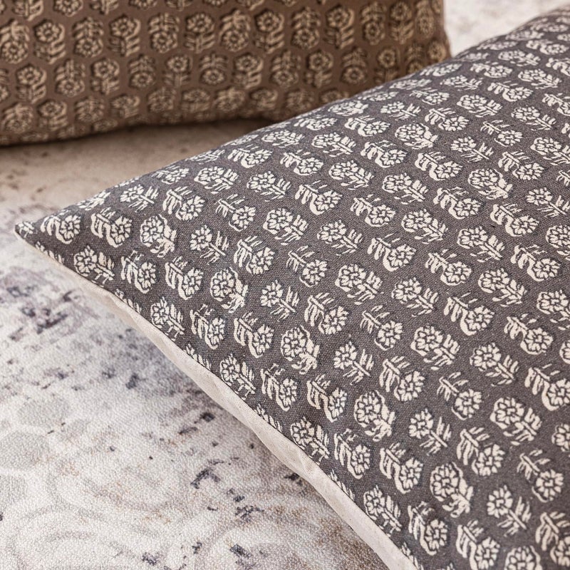Foindtower Set of 2 Decorative Vintage Floral Print Throw Pillow Covers Neutral Modern Farmhouse Cushion Covers Boho Home Decor for Sofa Couch Chair Bedroom Living Room,18Ã—18 Inch,Rustic Gray - Image 3