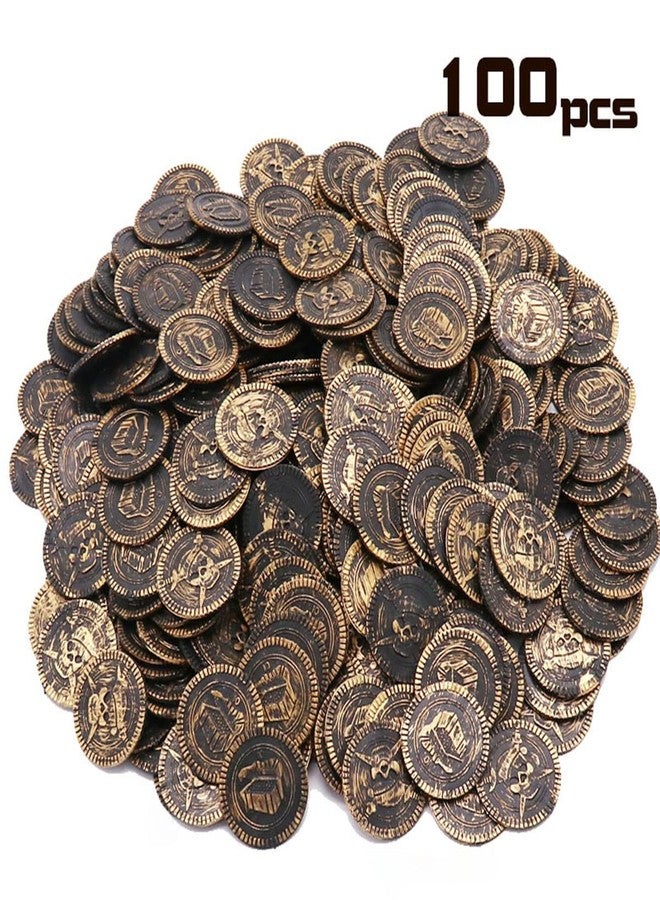 Geodurn 100 Pieces Plastic Pirate Gold Coins Set, Brown - Play Treasure Gold Coins for Pirate Themed Party, St. Patrick's Day, Treasure Hunt Game, Halloween and Christmas Decorations… - Image 2