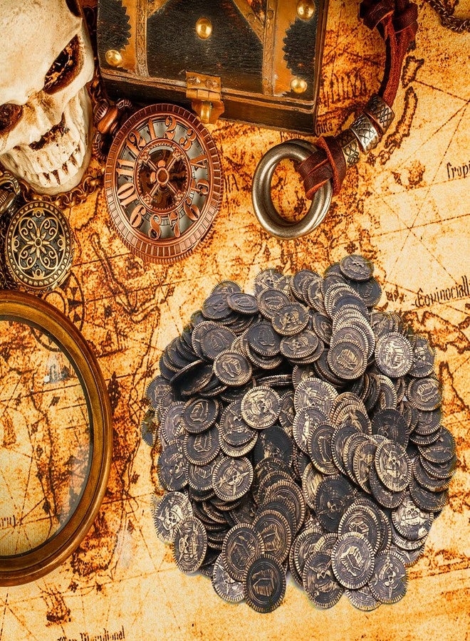 Geodurn 100 Pieces Plastic Pirate Gold Coins Set, Brown - Play Treasure Gold Coins for Pirate Themed Party, St. Patrick's Day, Treasure Hunt Game, Halloween and Christmas Decorations… - Image 5