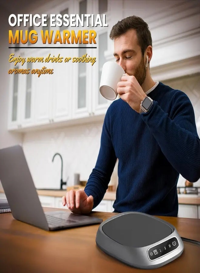 AROAQ Smart Thermostatic Touchscreen Warmer with 3-Speed Adjustment, USB-Powered Desktop Cup Holder for Office & Home Use, Black Modern Design with Icons for Easy Operation, Coffee Cup Warmer, Office Beverage Station, Sleek Modern Appliance - WHITE - Image 4