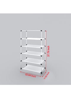 GTC GTC® Printed Shoe Rack Multipurpose Collapsible Cabinet Rack Storage Organizer Non-Woven Laminated Fabric 5 Shelves, 1 Side Pocket (5L-3 Peacock Blue)  - Image 2
