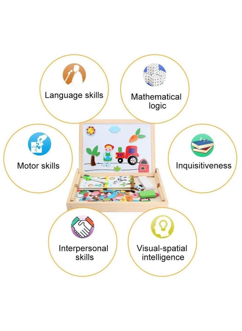 لعبة ألغاز خشبية مغناطيسية على شكل حيوانات، صندوق الرسم، لعبة تعليمية للأطفال cm - Image 3