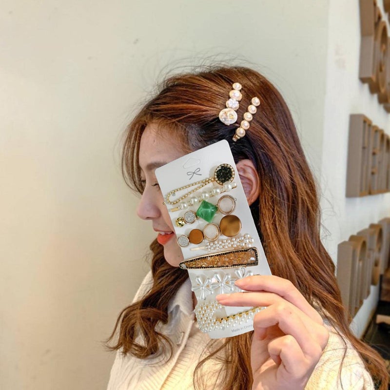 SYGA Women and girls Contrast Color Metal Pearl Hair Clip Set Side Bear Clip Korean Version Bangs Clip Ins Hair Accessories fairy clip - Image 2