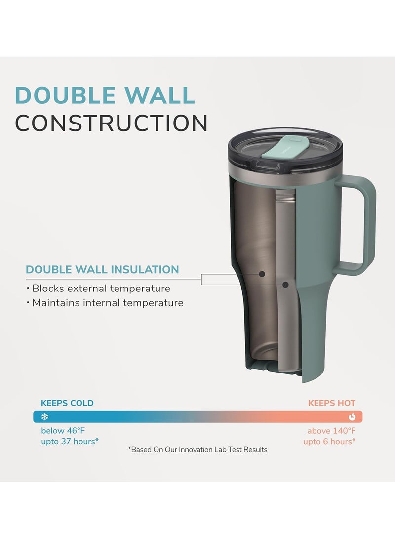 LOCK & LOCK LocknLock Metro Mug King 820ml Ivory White - Eco-Friendly, BPA-Free, Double-Wall Insulated Stainless Steel Mug with Spill-Resistant Lid, Non-Slip Bottom, and Integrated Handle for Hot and Cold Beverages - Image 3