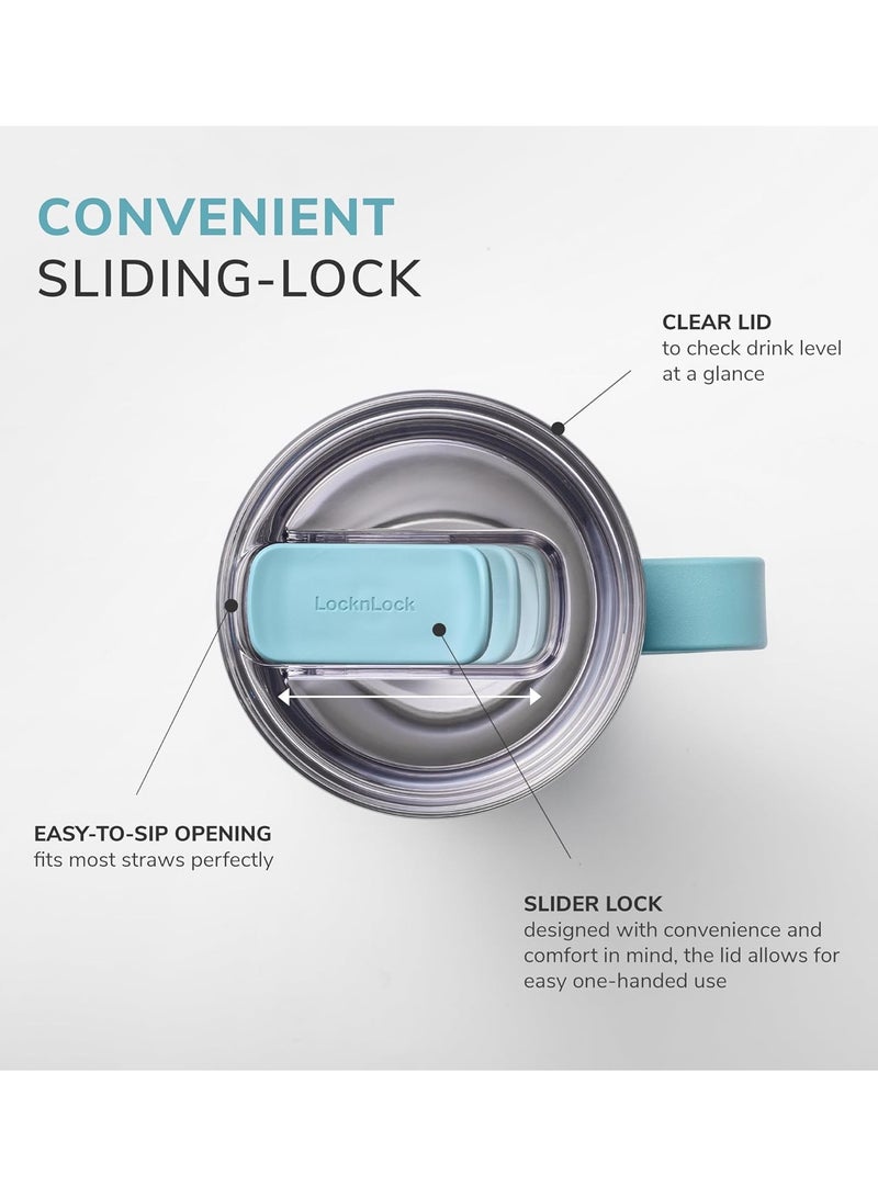 LOCK & LOCK LocknLock Metro Mug King 820ml Ivory White - Eco-Friendly, BPA-Free, Double-Wall Insulated Stainless Steel Mug with Spill-Resistant Lid, Non-Slip Bottom, and Integrated Handle for Hot and Cold Beverages - Image 5