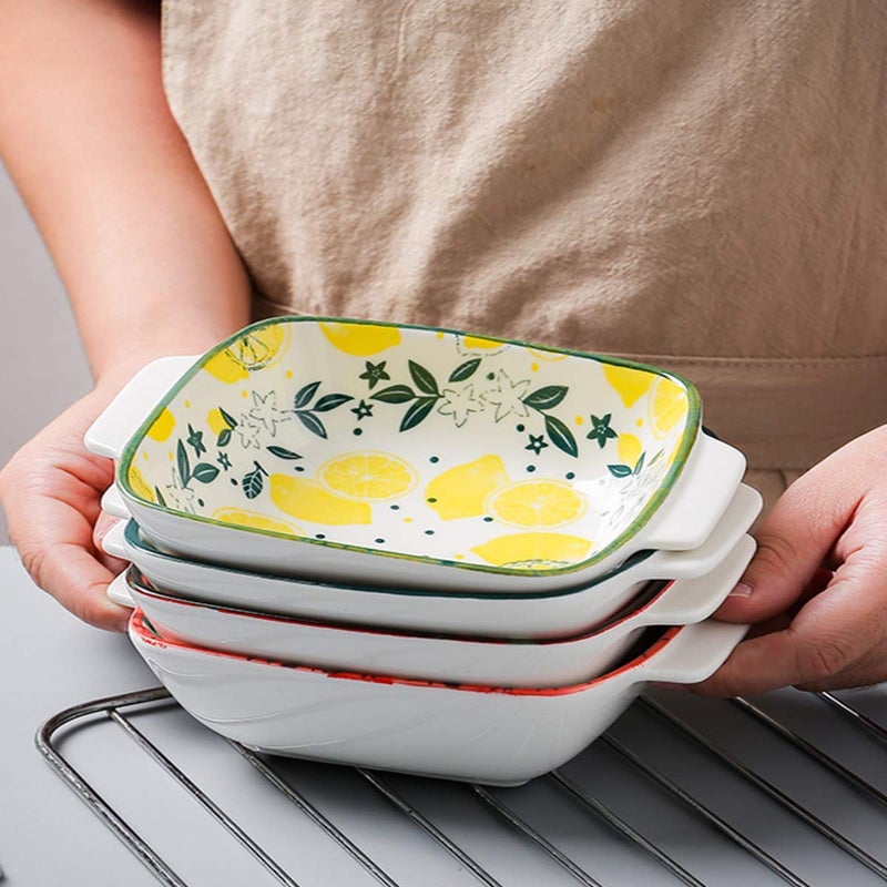Leeonz Ceramic Bowls for Kitchen, Porcelain Bowl for Cereal, Salad, Pasta, Dessert, Serving - Dishwasher, Microwave, and Oven Safe - for Breakfast, Lunch and Dinner (Printed Pienepal - Pack of 1) - Image 4