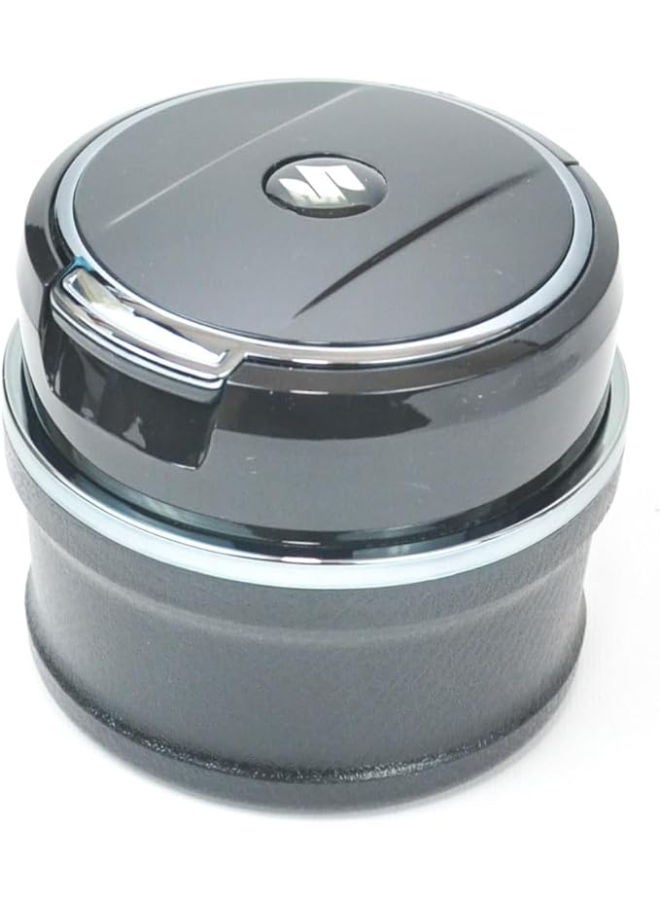 Adjustable Smokeless Car Ashtray with Lid Smell Proof with LED Light with All-ceramic Interior - Cup holder size - Detachable and Portable, SUZUKI - Black and Silver - Image 1