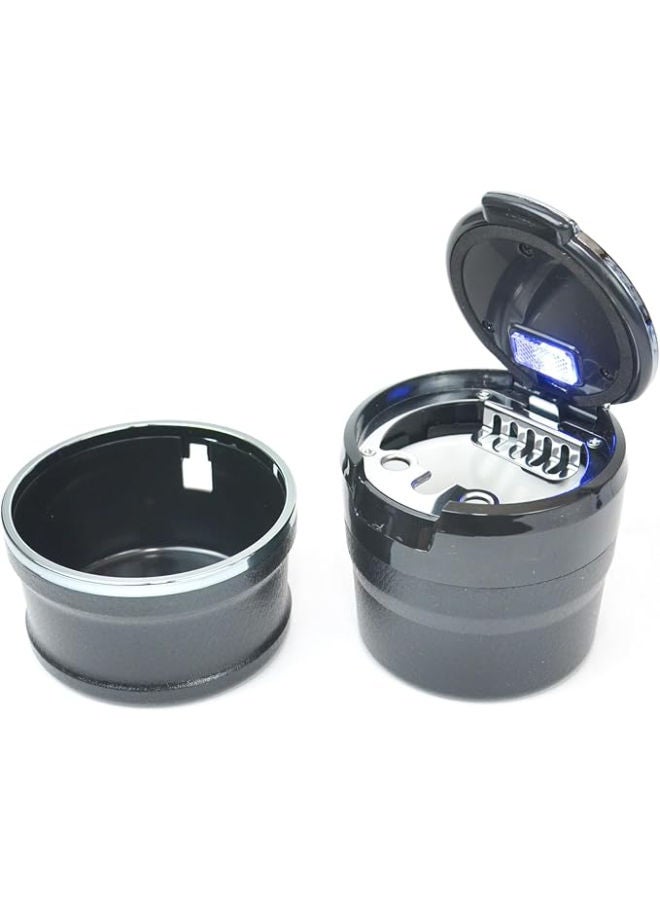 Adjustable Smokeless Car Ashtray with Lid Smell Proof with LED Light with All-ceramic Interior - Cup holder size - Detachable and Portable, SUZUKI - Black and Silver - Image 3