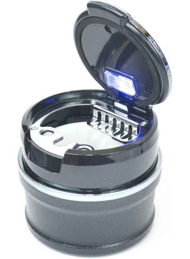 Adjustable Smokeless Car Ashtray with Lid Smell Proof with LED Light with All-ceramic Interior - Cup holder size - Detachable and Portable, SUZUKI - Black and Silver - Image 2