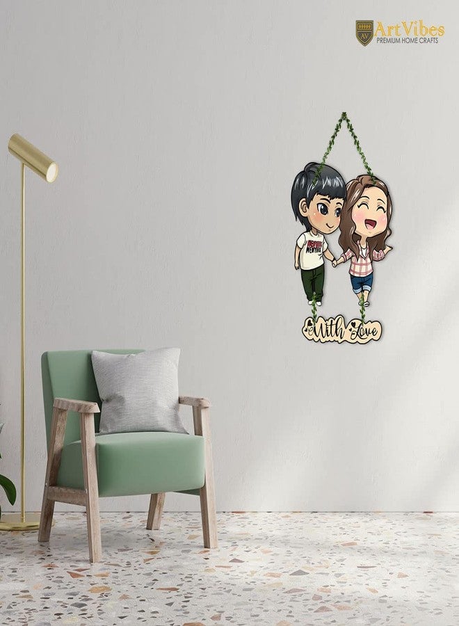Artvibes Couple Wooden Wall Hanging for Decoration | Valentine Gift for Partner | Gift Items For Girlfriend Boyfriend Husband Wife | Wall Illustrations | Unique Gift Items | Wall Accent (WH_8306N) - Image 3
