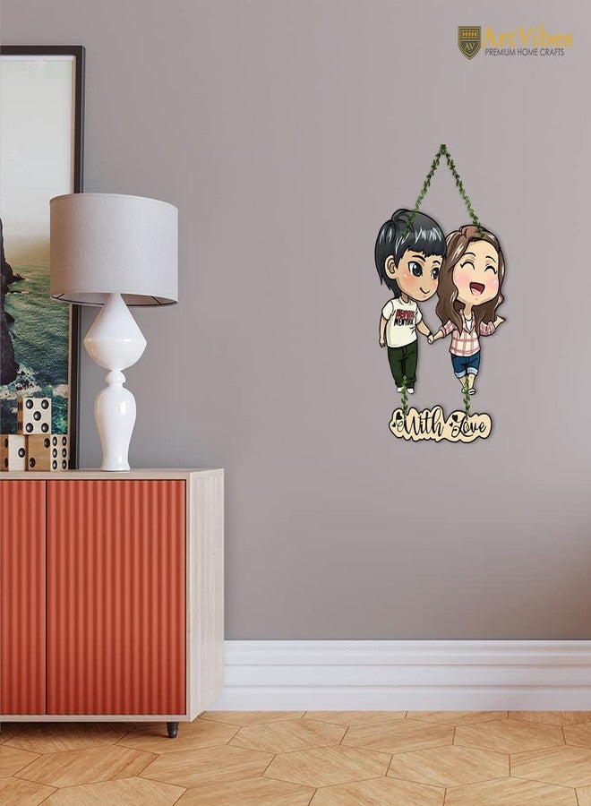 Artvibes Couple Wooden Wall Hanging for Decoration | Valentine Gift for Partner | Gift Items For Girlfriend Boyfriend Husband Wife | Wall Illustrations | Unique Gift Items | Wall Accent (WH_8306N) - Image 4