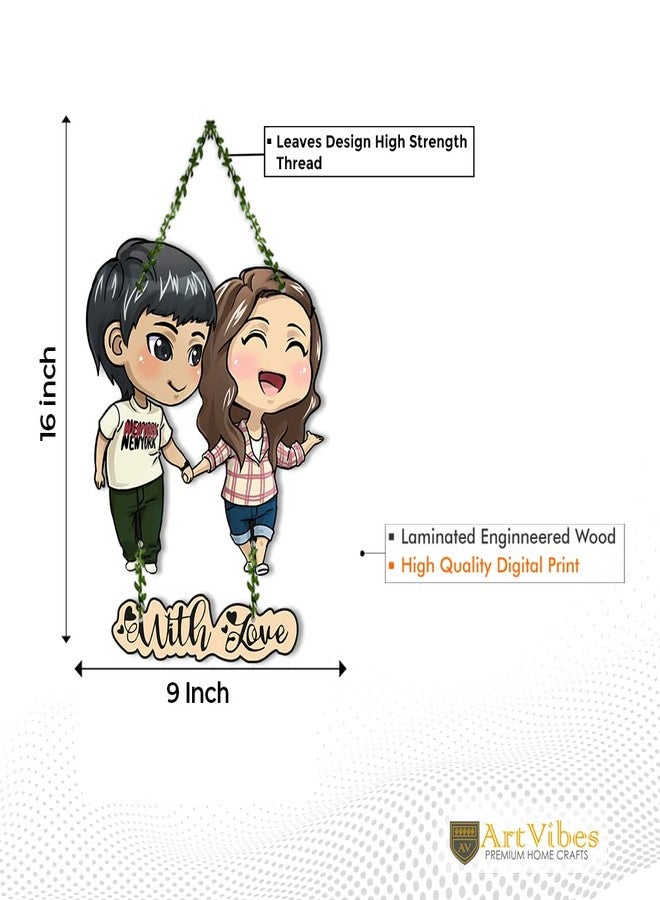 Artvibes Couple Wooden Wall Hanging for Decoration | Valentine Gift for Partner | Gift Items For Girlfriend Boyfriend Husband Wife | Wall Illustrations | Unique Gift Items | Wall Accent (WH_8306N) - Image 5