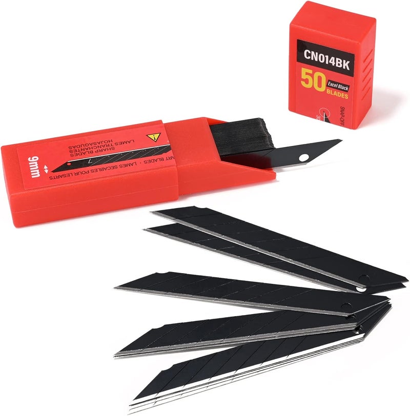 Gomake 9mm Utility Knife Replacement Blades,30 Degree Snap Off Carbon Steel Blades for Retractable Cutting Knives, Hobby, Craft Knife, Box Cutter 100PCS-Black - Image 2