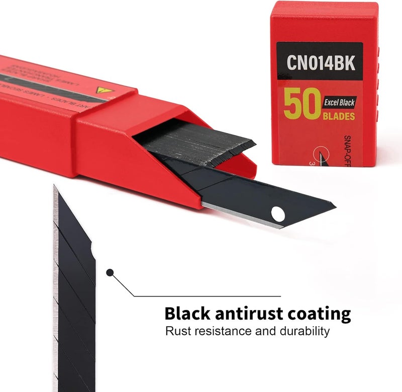 Gomake 9mm Utility Knife Replacement Blades,30 Degree Snap Off Carbon Steel Blades for Retractable Cutting Knives, Hobby, Craft Knife, Box Cutter 100PCS-Black - Image 3