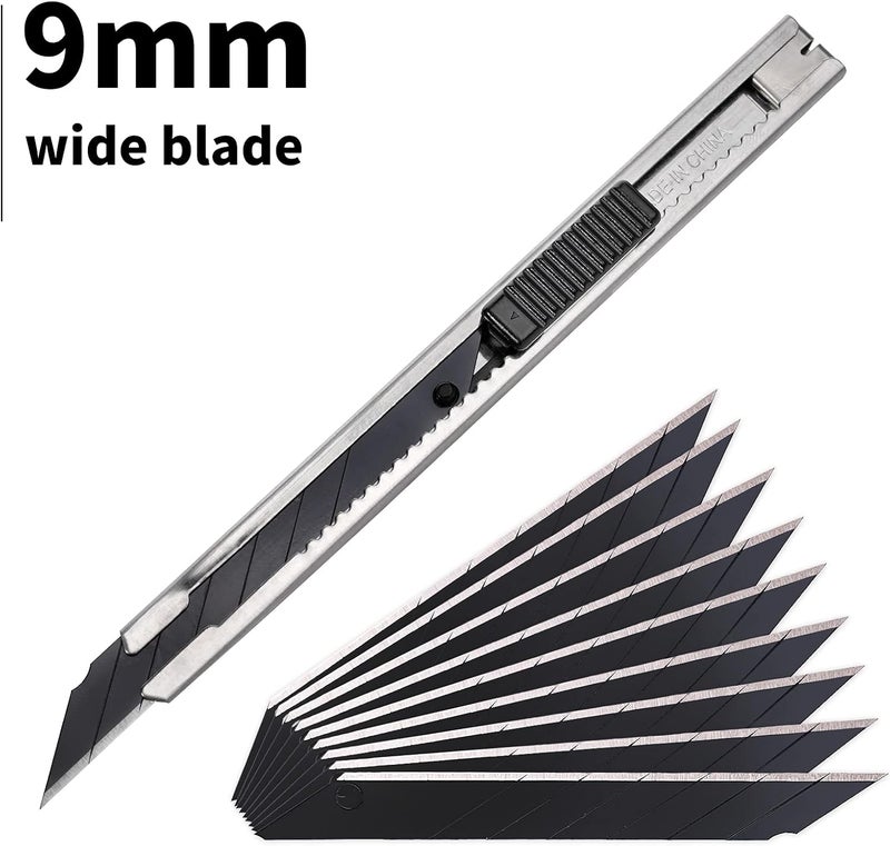 Gomake 9mm Utility Knife Replacement Blades,30 Degree Snap Off Carbon Steel Blades for Retractable Cutting Knives, Hobby, Craft Knife, Box Cutter 100PCS-Black - Image 4