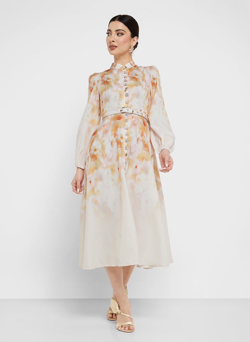 Khizana Belted Floral Midi Dress  - Image 4