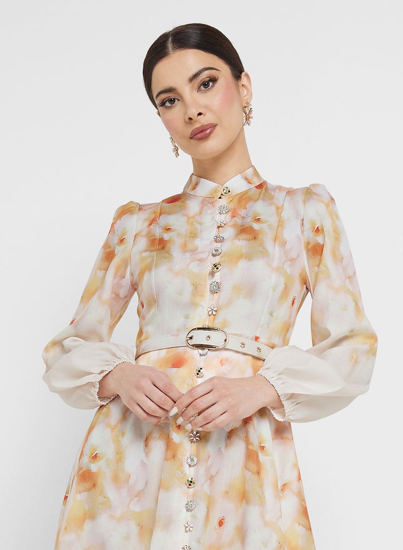 Khizana Belted Floral Midi Dress  - Image 3