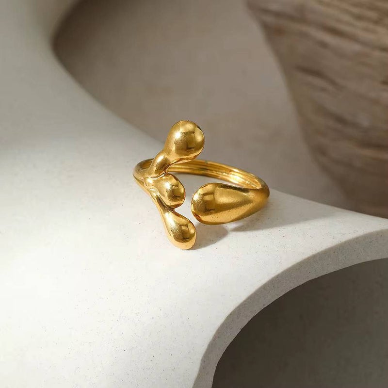 Golden Free Size Stainless Steel Ring
