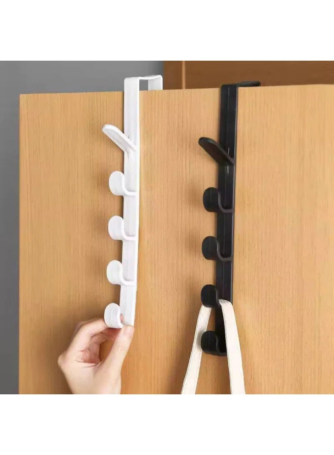 Over-the-Door Hanger with 5 Durable Plastic Hooks – Space-Saving, No-Drill Design for Organizing Clothes, Bags, and Accessories in Any Room - Image 1