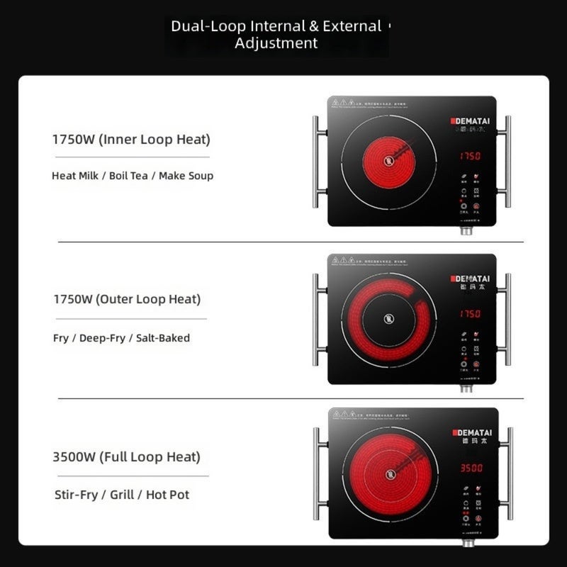 DeMata Seven-Ring Electric Ceramic Cooker - 3500W High-Power Multi-Function Home and Commercial Use - Image 5
