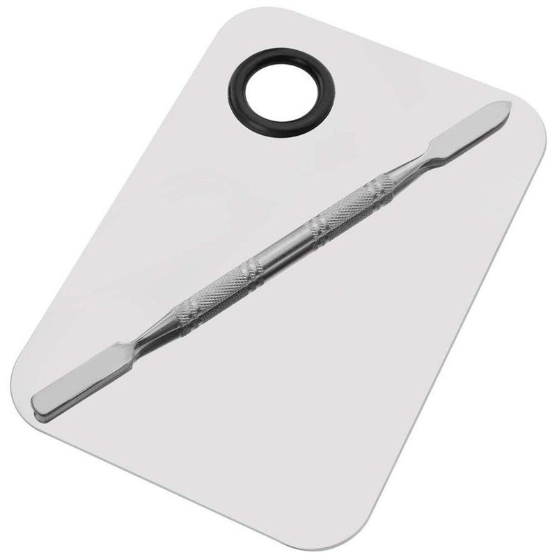 Miamay 6 by 4 Inches Makeup Palette Stainless Steel Palette Cosmetic Artist Mixing Palette with 6 Inches Spatula Tool - Image 1