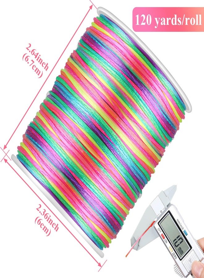 انزيوس خيط نايلون بألوان قوس قزح من أنيزوس، خيط نايلون للحرف اليدوية، خيط ساتان حريري ناعم، خيط خرز للأساور المضفرة، والقلائد، وسلاسل المفاتيح، والحبال، وحقائب الرباط، والأعمال اليدوية، والخياطة - Image 2