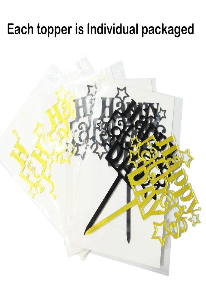 HADDIY Happy Father's Day Cake Toppers,8 Pcs Gold and Black Acrylic Cake Decoration Topper for Fathers Day Party Favors - Image 4