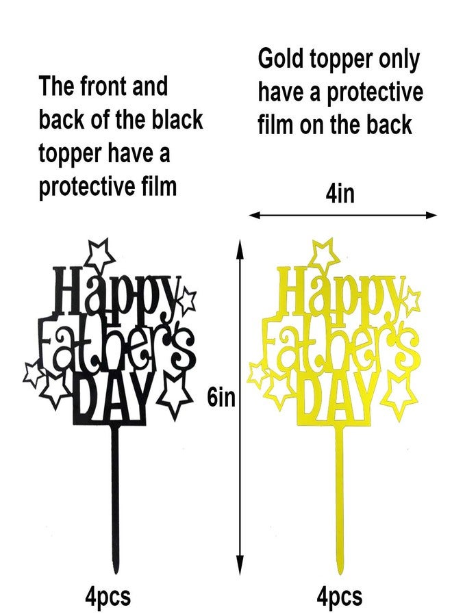 HADDIY Happy Father's Day Cake Toppers,8 Pcs Gold and Black Acrylic Cake Decoration Topper for Fathers Day Party Favors - Image 3
