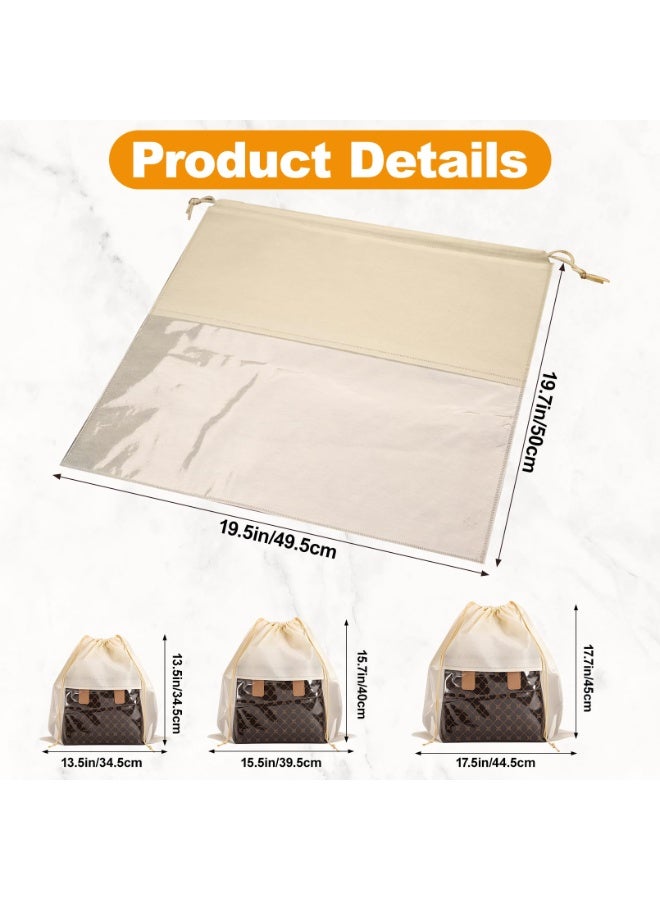 عربست 12 قطعة أكياس غبار لحقائب اليد، أكياس مقاومة للغبار بأربعة أحجام، أكياس غبار من القماش غير المنسوج القابل للتنفس، أكياس تخزين لحقائب اليد والأحذية والمحافظ، لون بيج - Image 2