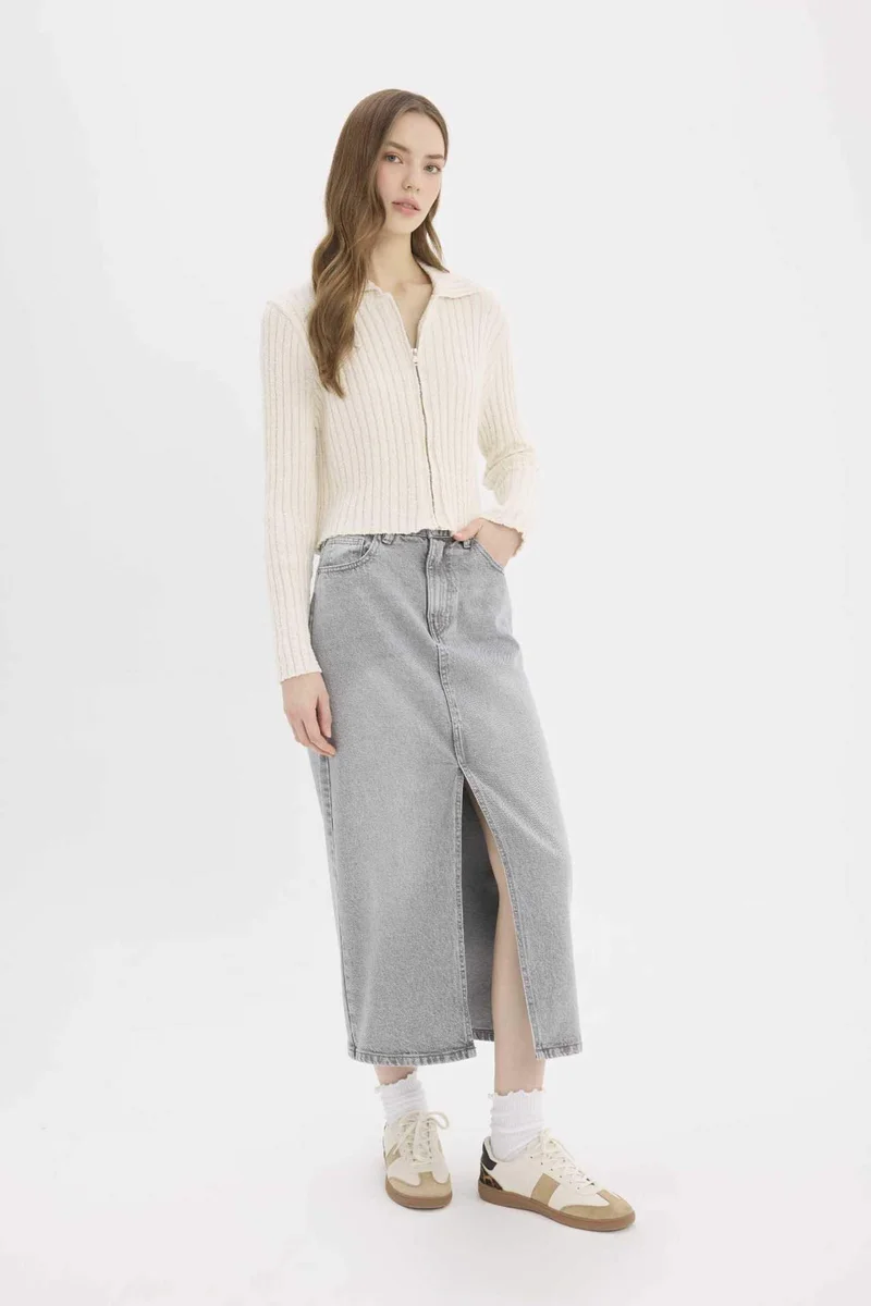 DeFacto Long Fit Denim Skirt