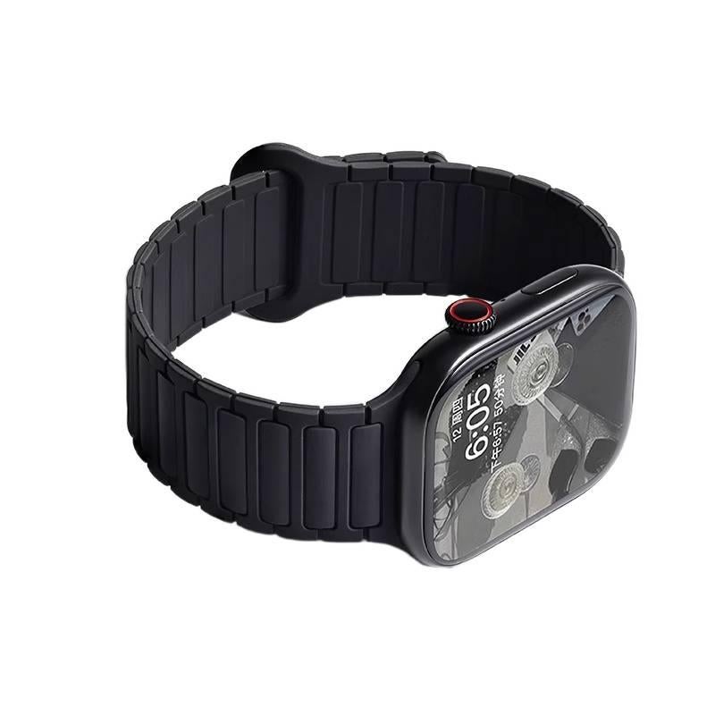 JHJ Black Silicone Sport Strap Smartwatch Band Compatible with Apple Watch Ultra with Adjustable Fit Replacement Strap for Daily Wear - Image 1