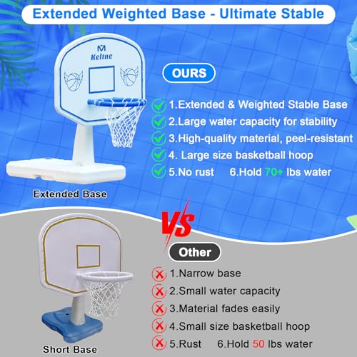 Keltne Pool Basketball Hoop 34x34x422 Oversized Pool Toys with 2 BallsNetsPump for Poolside Water Basketball Game Pool Basketball Goal for Inround Pool Deck Swimming Pool Games for Kids Adults - Image 5