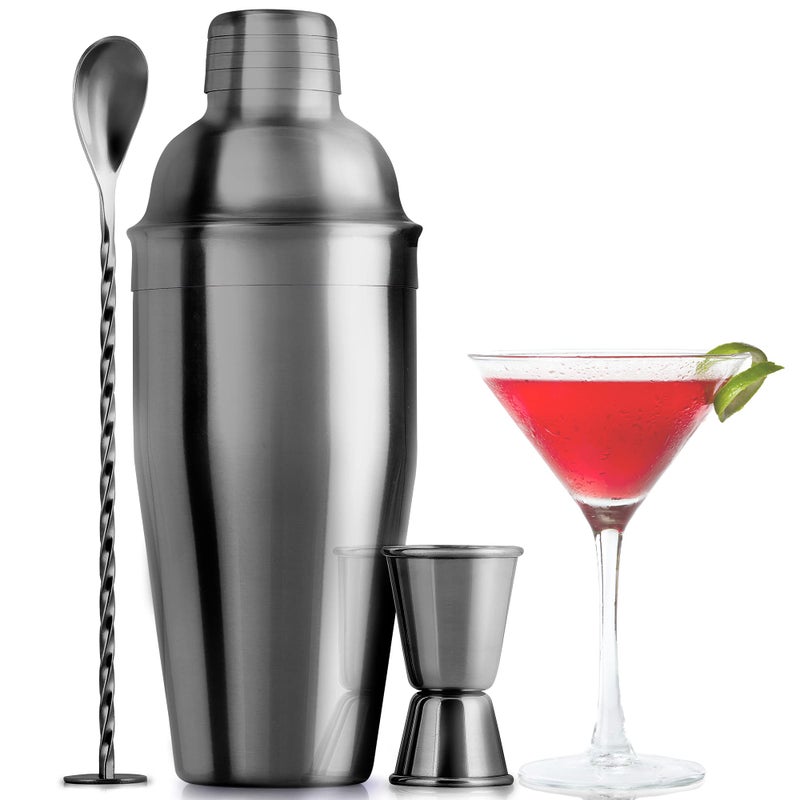 Large 24 oz Stainless Steel Cocktail Shaker Set  Mixed Drink Shaker  Martini Shaker Set with Built in Strainer Double Sided Jigger  Combo Muddler Mixing Spoon  Pro Margarita Shaker  by Zulay