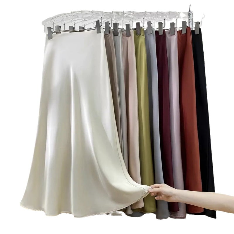 High Waist Slimming Mid-Length Satin Acetic Acid Silk Skirt Hip Fishtail A- Line Long Skirt - Image 5