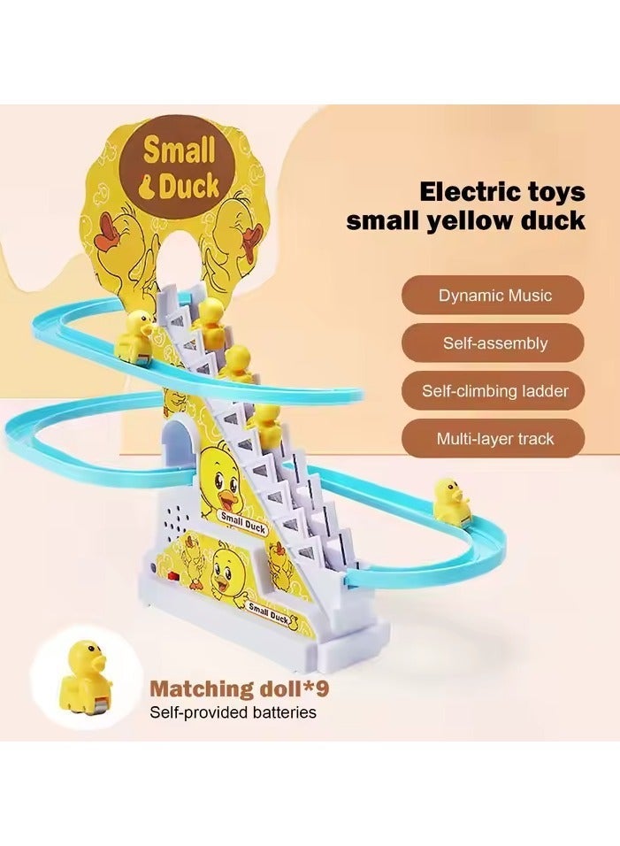 Small Ducks Climbing Toys, Electric Ducks Chasing Race Track Game Set, Playful Roller Coaster Toy with 3 Duck LED Flashing Lights & Music Button, Fun Duck Stair Climbing Toy for Toddlers and Kids(A) - Image 2