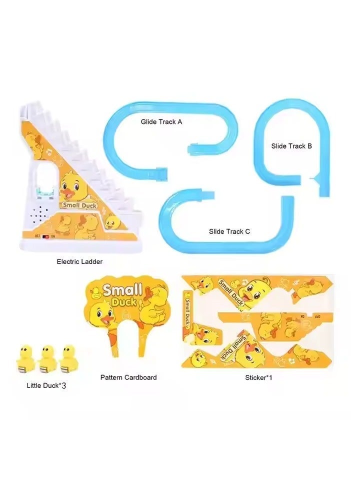 Small Ducks Climbing Toys, Electric Ducks Chasing Race Track Game Set, Playful Roller Coaster Toy with 3 Duck LED Flashing Lights & Music Button, Fun Duck Stair Climbing Toy for Toddlers and Kids(A) - Image 4
