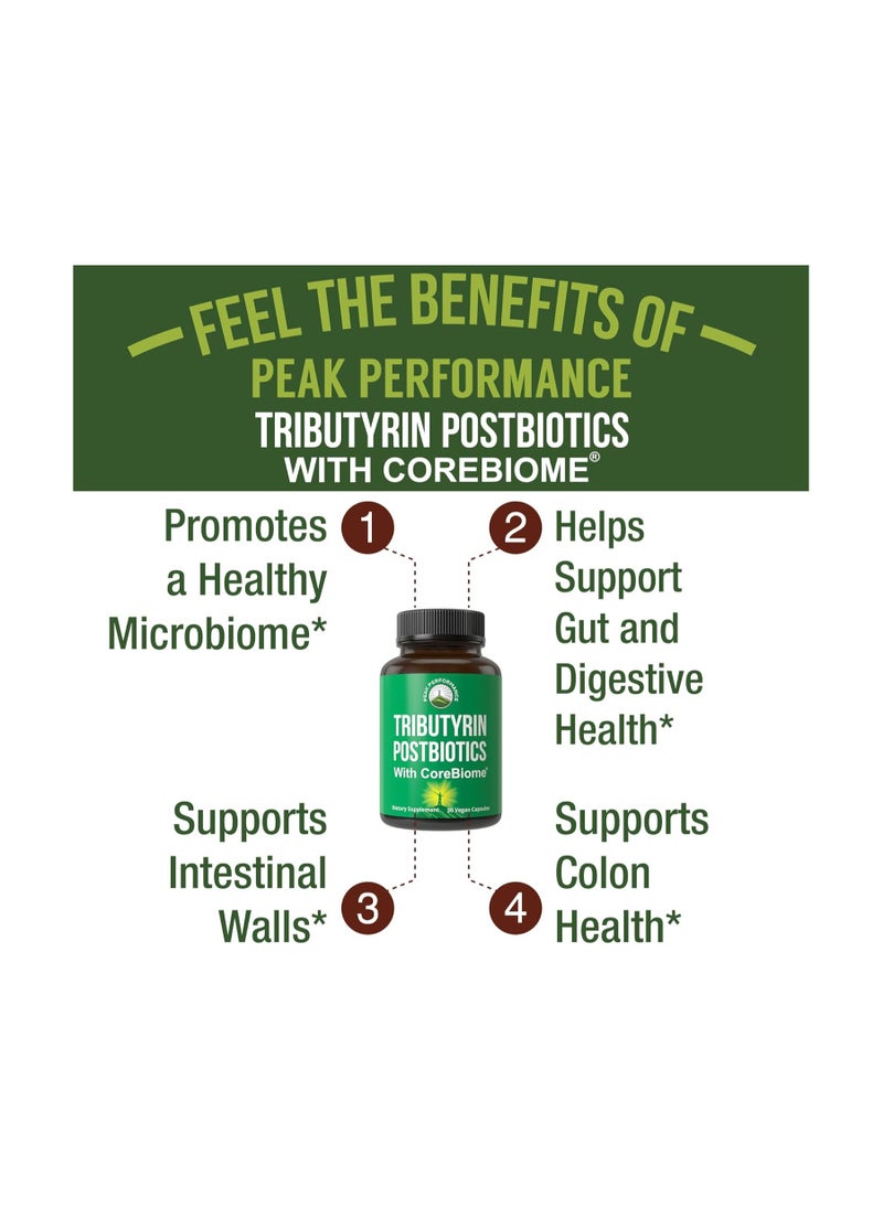 Peak Performance CoreBiome Tributyrin Postbiotic Supplement Clinically Tested For Gut Health. More Effective than Sodium Butyrate Capsules. High Bioavailability Post Biotics For Digestive, Leaky Gut, Colon, Microbiome  - Image 4