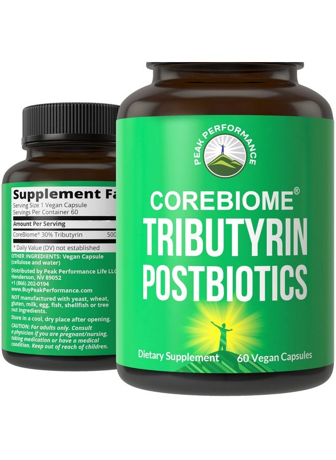 Peak Performance - Corebiome Tributyrin Postbiotic Supplement Clinically Tested For Gut Health. More Effective Than Sodium Butyrate Capsules. High Bioavailability Post Biotics For Digestive Leaky Gut Colon Microbiome - Image 1