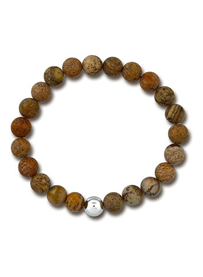 Gem Semi Precious Gemstone 8mm and Sterling Silver Bead Stretchy Beaded Bracelet 7.5 inch - Image 4