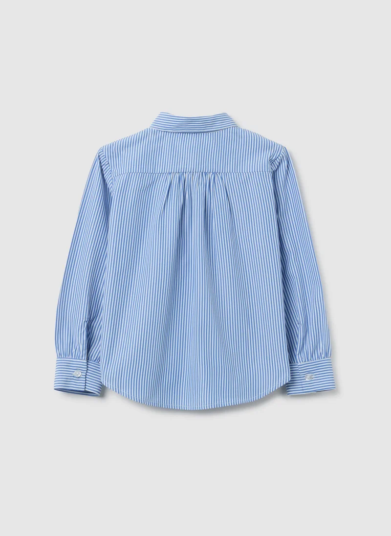 Ovs GIRL'S MULTICOLOUR REGULAR-FIT COTTON BLEND SHIRT WITH RUFFLES