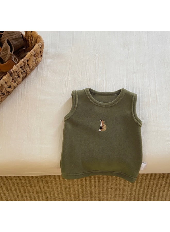 Baby Clothes Polar Fleece Pullover Vest Embroidered Vest Autumn And Winter Boys' Baby Girls' Thickened Warm Clothes