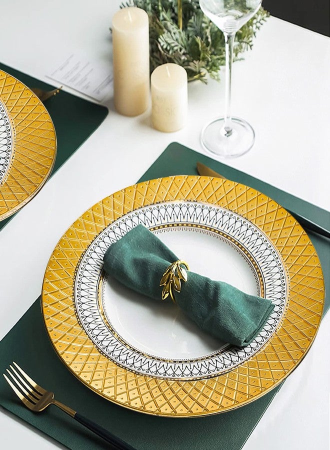 Frcctre 12 Pack Round Charger Plates, 13 Inch Decorative Gold Plastic Charger Dinner Plates, Reusable Elegant Diamond Pattern Serving Plate for Wedding, Dinner Party, Event Table Decoration - Image 4