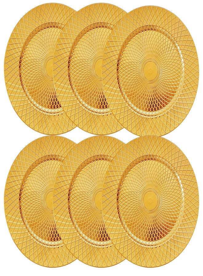 Frcctre 12 Pack Round Charger Plates, 13 Inch Decorative Gold Plastic Charger Dinner Plates, Reusable Elegant Diamond Pattern Serving Plate for Wedding, Dinner Party, Event Table Decoration - Image 3