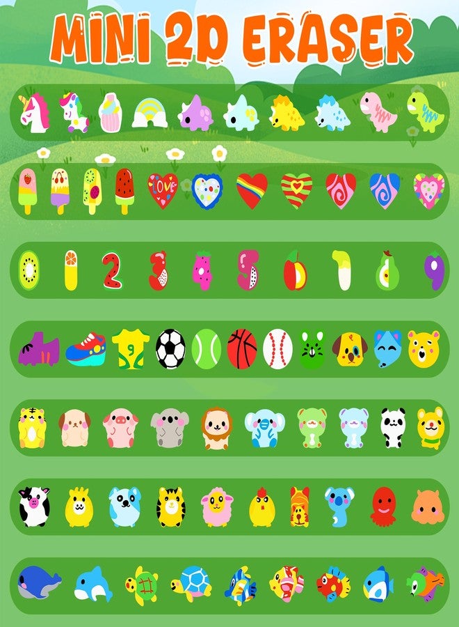 Inn Diary 200pcs Animal Mini Erasers for Kids, Bulk Cute Pencil Erasers Small Fun Erasers for Classroom Rewards Party Favors Gift Filling Eraser - Image 2